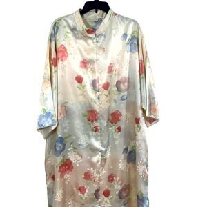 "LORD & TAYLOR'S"‎ Vintage Robe,Cream Floral, Kaftan, Loungewear,60's,70's?